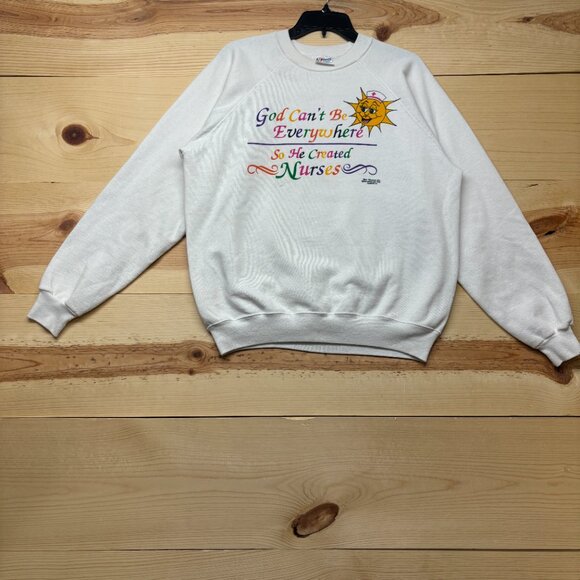 Vintage Nursing Sweatshirt Womens XL White Crewneck Nurse Nurses 90s - Picture 2 of 12